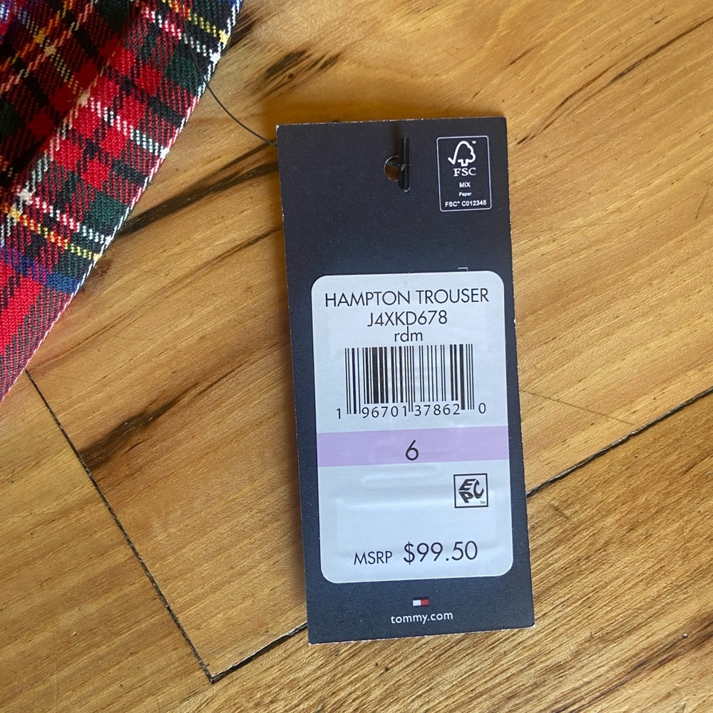 Tommy Hilfiger Women's Red Plaid Pants - Picture 5 of 10